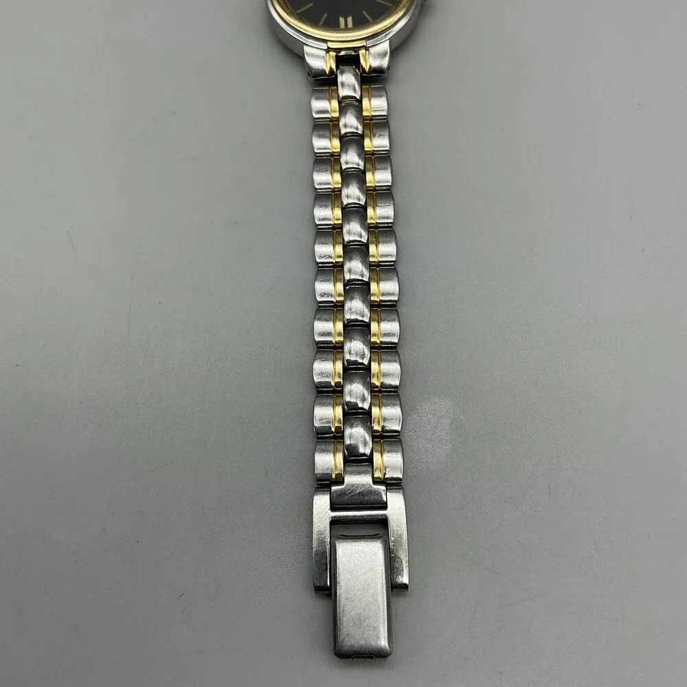 Vintage Citizen Womens Watch 21mm Black Round Dial Two Tone New Battery 6